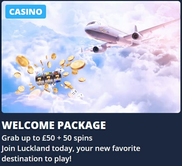 LuckLand casino welcome offer screenshot